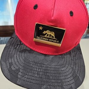 Red California Republic Snapback Hat